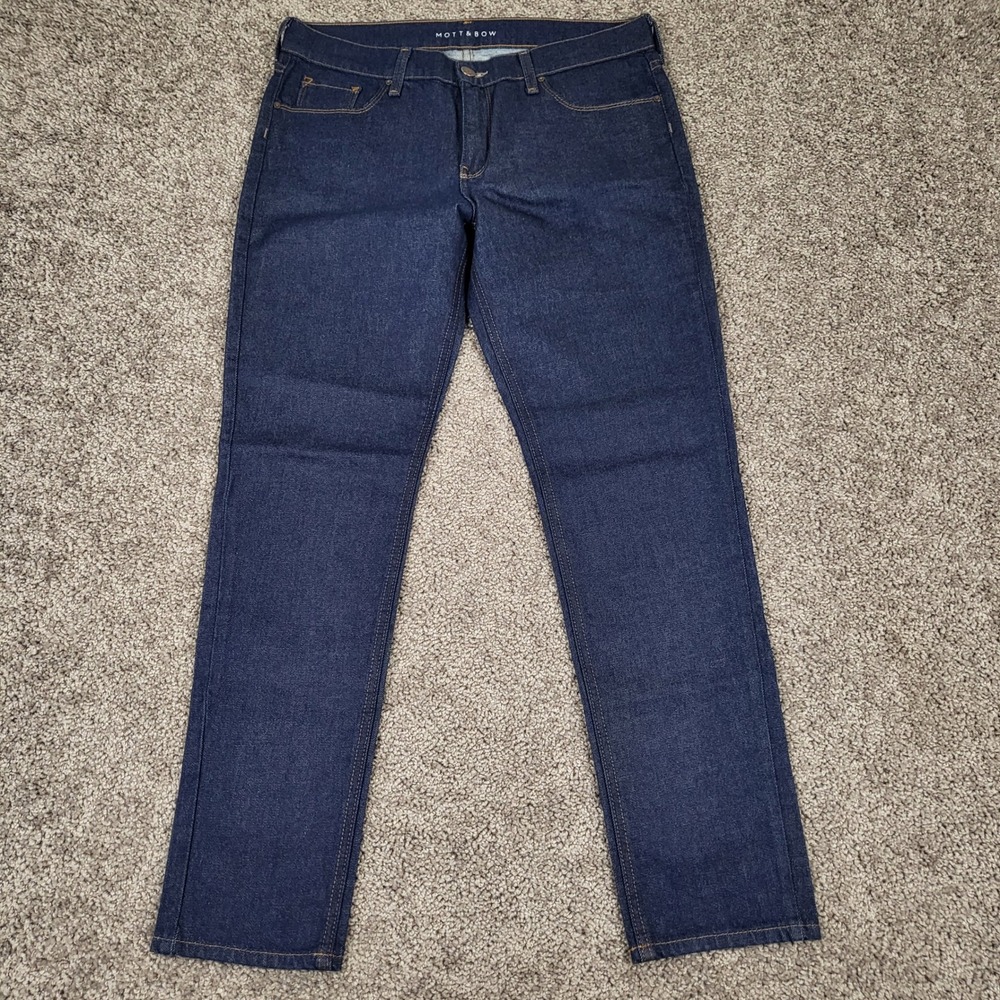Mott & Bow Ludlow Boyfriend Jeans Womens 29x30 Fits 33x30 Dark Indigo Resin Wash